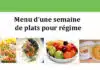 Menu d'une semaine de plats pour régime