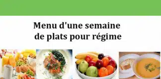 Menu d'une semaine de plats pour régime