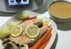 Saumon cuit à la vapeur à la sauce de légumes avec Thermomix