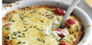 Clafoutis au chèvre frais et tomates cerises léger