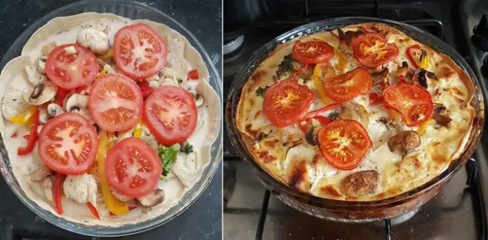 Quiche au poulet dans des galettes Wraps légère