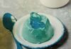 Flan aux bonbons Schtroumpfs au Thermomix