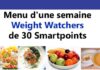 Menu d'une semaine Weight Watchers de 30 Smartpoints