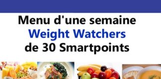 Menu d'une semaine Weight Watchers de 30 Smartpoints