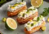 Éclairs à la crème d'avocat et crevettes