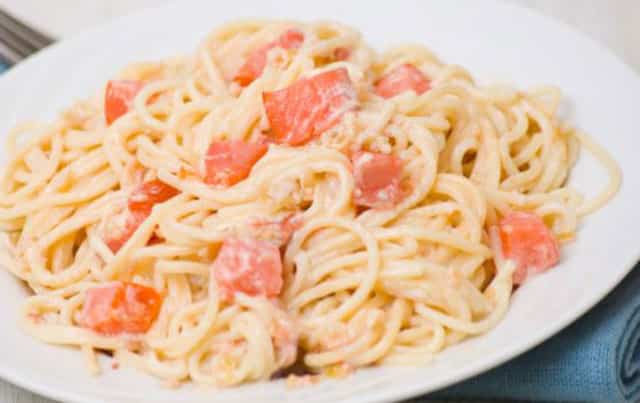 spaghettis au saumon à la carbonara WW