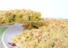 crumble aux courgettes, chèvre et jambon WW, un savoureux plat facile et simple à faire à base de courgette et de fromage de chèvre avec un crumble salé croustillant au bon goût de parmesan.