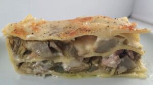 Lasagnes artichauts, champignons et jambon