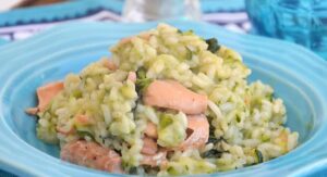 Risotto au saumon et courgettes