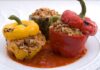 poivrons farcis au riz et à la viande hachée