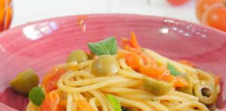 spaghettis aux tomates cerises et olives vertes WW