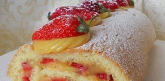 roulé à la crème au citron et aux fraises au Thermomix