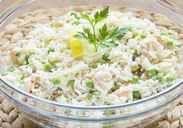 salade de riz au saumon et aux crevettes WW