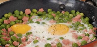 poêlée de petits pois au jambon et aux œufs WW