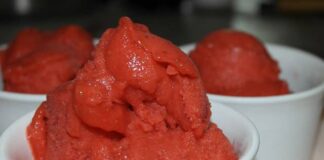 sorbet aux fraises et à la menthe au Thermomix