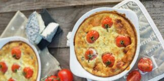 Clafoutis de chèvre frais et tomates cerises