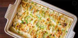 Courgettes et pommes de terre gratinées