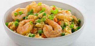 Curry de riz crevettes et légumes