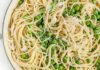 Spaghettis au mascarpone et petits pois