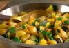 Poêlé de pomme de terre de champignons et de courgette