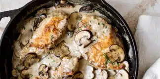 Poulet à la moutarde et aux champignons