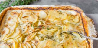 Gratin d'oignons pommes de terre champignons