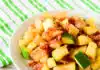 Poêlée de pomme de terre courgette et lardons