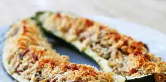 Courgettes farcies aux champignons et jambon