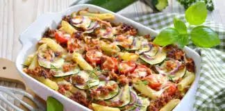 Gratin de pâtes courgettes et viande hachée