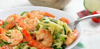 Spaghettis de courgettes et crevettes