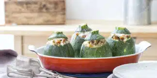 Courgettes rondes farcies au thon et fromage