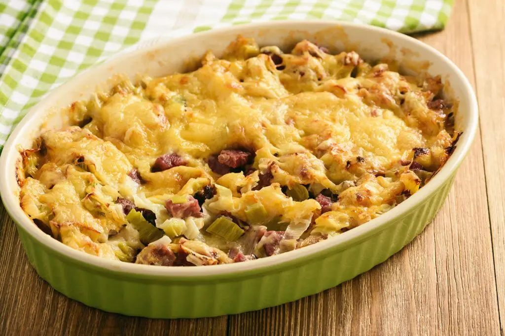 Gratin de poireaux et jambon