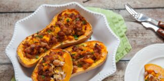 Butternut farci au riz et à la viande hachée