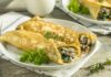 crêpes aux champignons, épinards et fromage