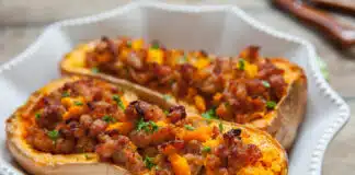 Butternut farcie à la viande hachée et légumes