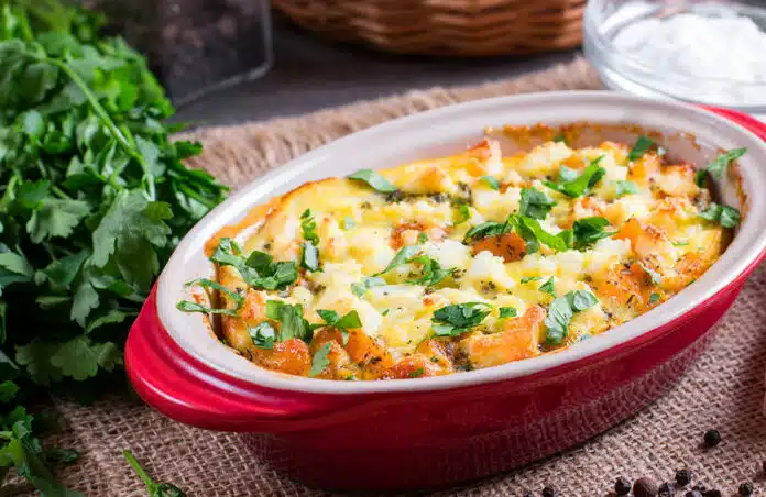 Le savoureux Gratin de potiron au parmesan et mozzarella
