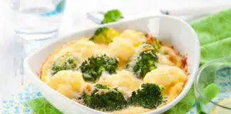 Gratin de brocoli et de chou-fleur au fromage