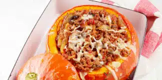 Courge farcie à la viande hachée et fromage