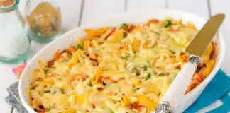 Gratin de pâtes, courgette et thon