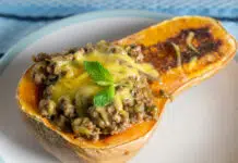 Butternut farcie au fromage frais, viande hachée et Parmesan