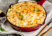 Purée de potiron et pommes de terre gratinées