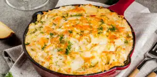 Purée de potiron et pommes de terre gratinées