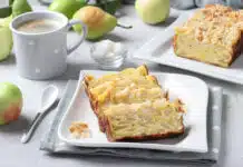 gâteau au fromage bleu, poires et noix