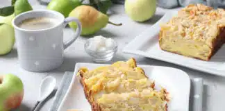 gâteau au fromage bleu, poires et noix