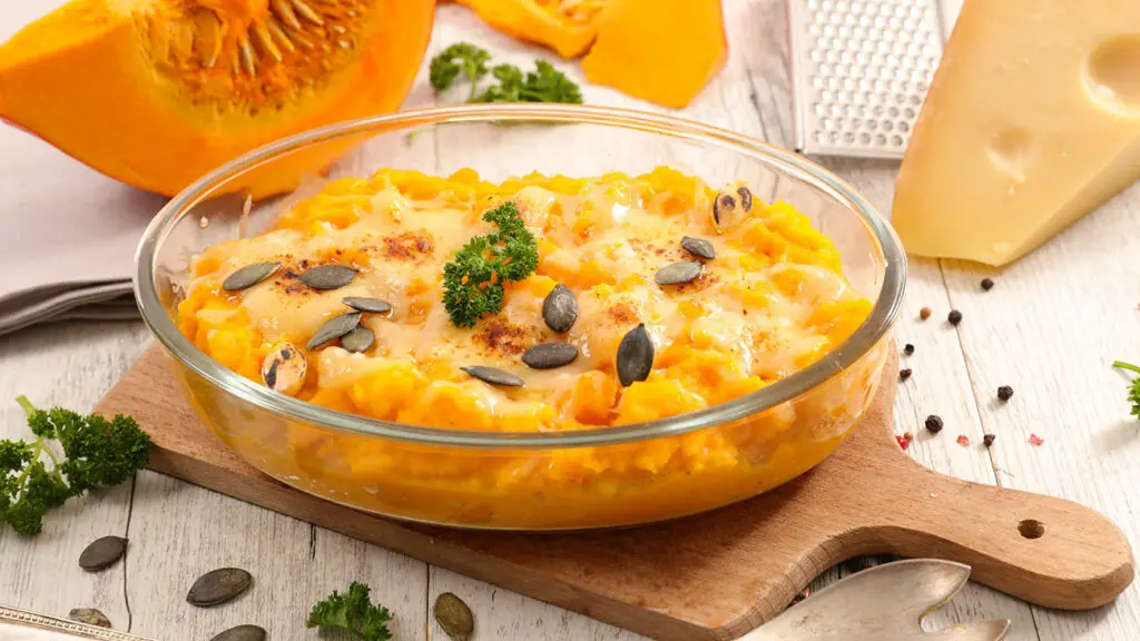 gratin de potiron au parmesan et mozzarella