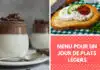 Menu pour un jour de plats légers