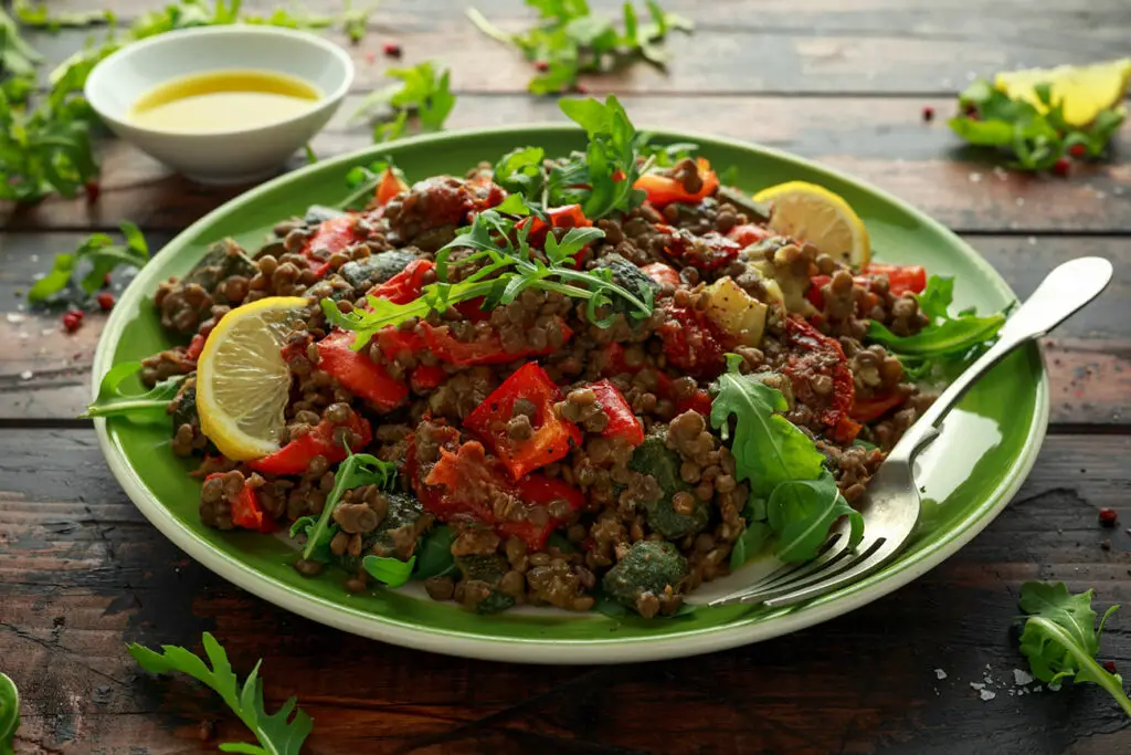 Salade de lentilles et chèvre frais