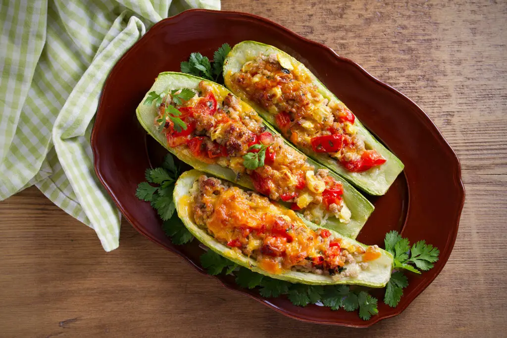 Courgettes farcies à la viande et aux légumes