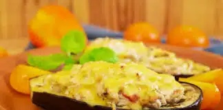 Aubergines farcies au poulet