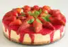 Gâteau au fromage, spéculoos, fraises et coulis